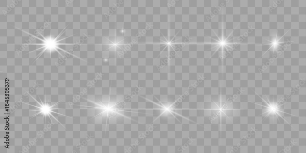 Fototapeta premium Christmas magical light effect sparklestar glow beam with gleaming white burst flare bright dust holiday card illustration png.