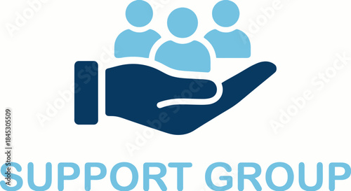 Empowering Support Group: A visual representation of a supportive hand cradling three figures, symbolizing care, assistance, and unity within a support group setting.