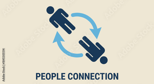 People Connection: Visual representation of human connection using symbolic figures, showcasing concepts like communication, collaboration, and exchange within a modern, minimalist design.