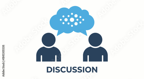 Effective Communication: Illustration of two individuals engaged in thoughtful discussion, with a visual representation of ideas shared within a speech bubble.