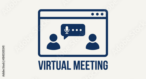 Virtual Meeting Icon: An illustrative icon captures the essence of virtual communication, with two stylized figures engaged in a conversation bubble with a microphone representing audio.