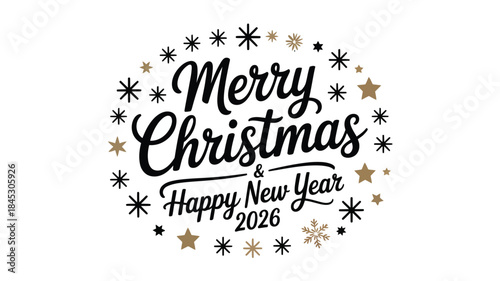 Merry Christmas and Happy New Year 2026 celebration