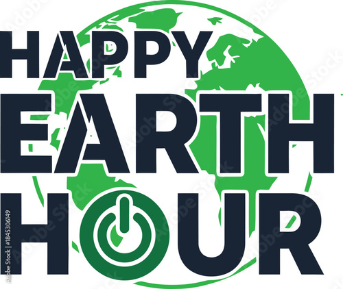 Happy Earth Hour Celebration with EcoFriendly Symbol and Globe Image