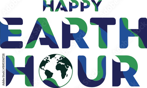 Happy Earth Hour logo with colorful globe design