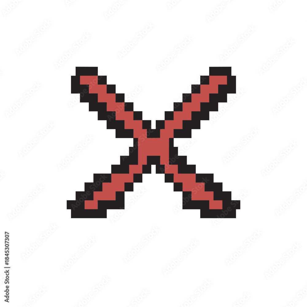 Fototapeta premium Cross Mark Pixel Vector