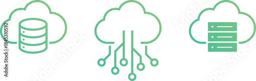 クラウドコンピュータ　ウェブのアイコンセット