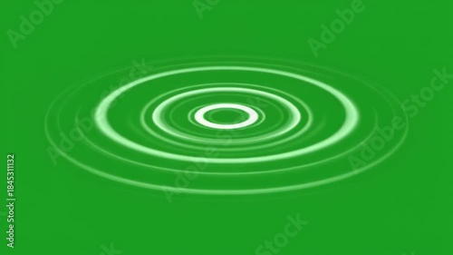 Glowing Green Circular Ripple Effect on Green Screen Background. 4k Footage Greenscreen Video