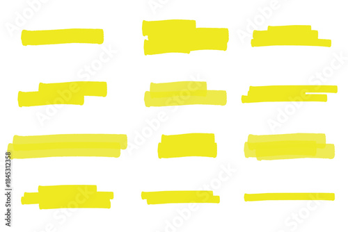 Yellow highlight brush lines vector illustration design element