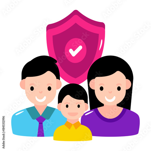 Editable design illustration of family insurance 
