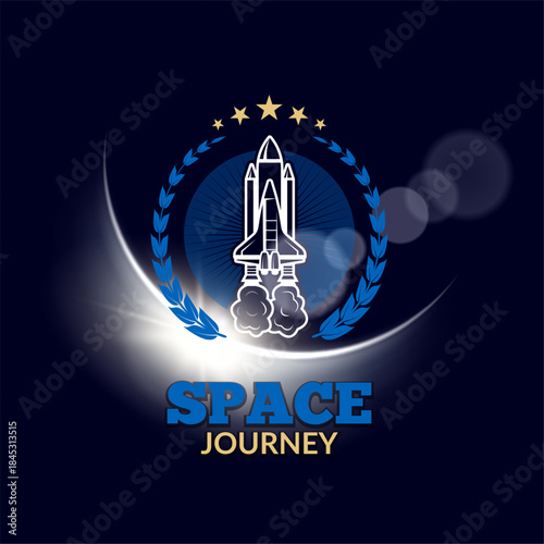 Space journey. concept identity background with stylized space shuttle