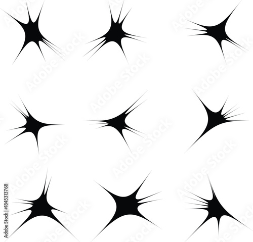 Sparkles, stars and bursts icons, twinkling stars .Vector set of different black sparkles icons on transparent background. Vector illustration sparkle star icon set. simple star burst symbol. trans