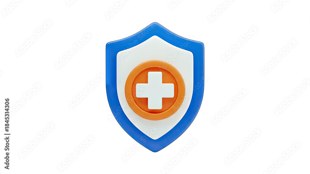 Fototapeta premium Medical Shield Icon Protecting Health - 3D Render