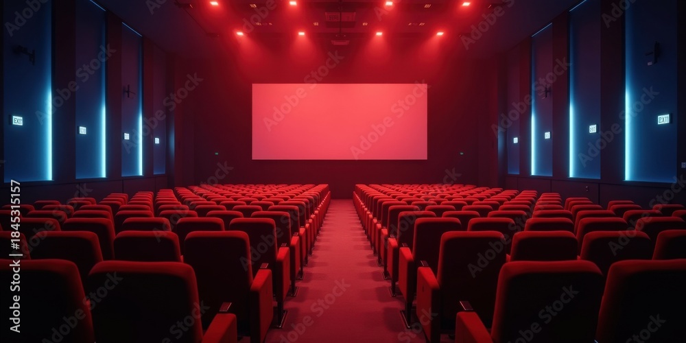 Fototapeta premium Empty Auditorium Row Seating Hall Ready Presentation Before The Event
