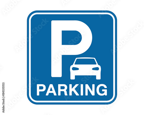 Blue Parking Sign with Car Symbol for Traffic Control