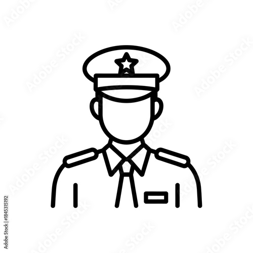 Police Officer Icon in Uniform with Cap and Badge