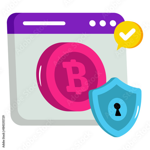 An editable design icon of secure bitcoin website 