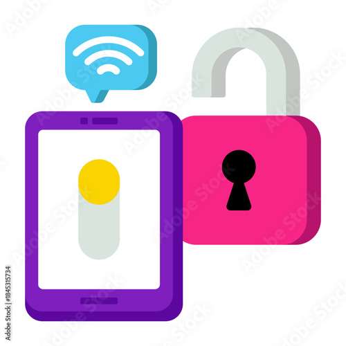 Conceptual flat design icon of locked phone 