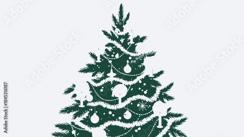 Decorated Christmas tree with ornaments and tinsel festive holiday illustration for winter season gr
