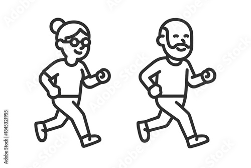 Senior couple jogging together for fitness and healthy lifestyle goals and active aging