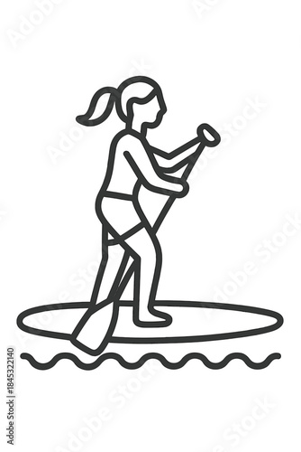 Woman standing on a paddleboard enjoying stand up paddling water leisure and fitness