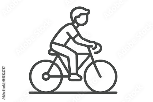 Minimalist line drawing of a person riding a bicycle for sport or daily commute