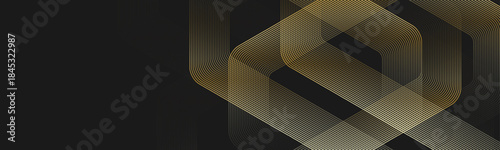 Digital hexagonal golden abstract background. Digital futuristic technology concept with hexagons. Geometric stripe line art design for poster, brochure, cover, banner, website, header