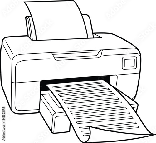 Printer printing document with paper output tray