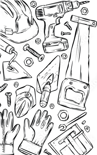 Collection of various tools and equipment for construction and repair