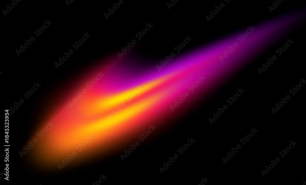 Fototapeta premium Horizontal neon motion streak glowing on dark