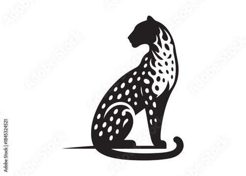 leopard logo silhouette vector design, panther logo silhouette illustration, leopard silhouette logo vector animals, big cat silhouette cheetah wild animal logo silhouettes vector on white background