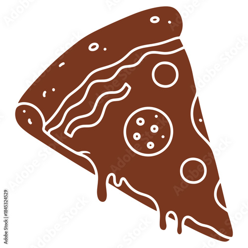 Delicious Chocolate Pizza Slice with Cookie Dough Topping Illustration