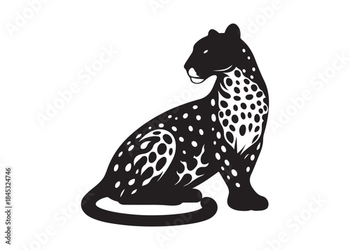 leopard logo silhouette vector design, panther logo silhouette illustration, leopard silhouette logo vector animals, big cat silhouette cheetah wild animal logo silhouettes vector on white background