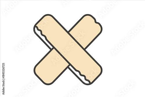 Crossed adhesive bandages for first aid and medical treatment