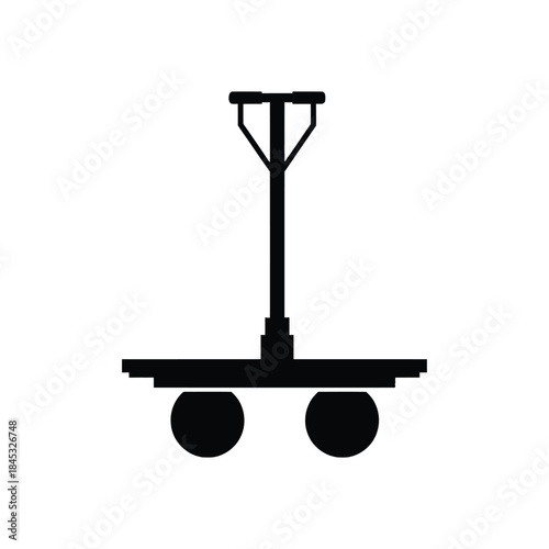 Simple black silhouette of a hand truck or dolly with two wheels