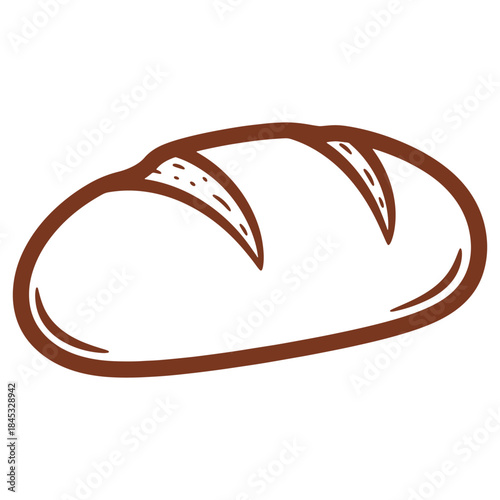 Illustrated loaf of bread icon for bakery food or kitchen design needs