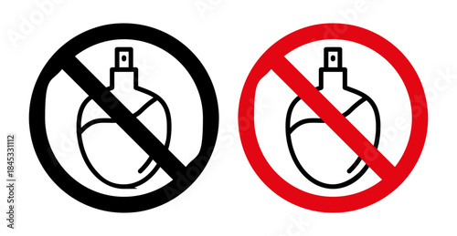 Forbidden perfume signs collection Silhouette flat icon design element.