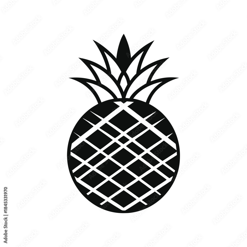 Obraz premium Pineapple Icon – Minimal Tropical Fruit Vector Symbol