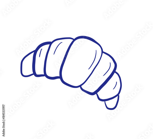 Croissant hand drawn sketch. Doodle style icon. Vector isolated whimsical illustration. Pastry drawing