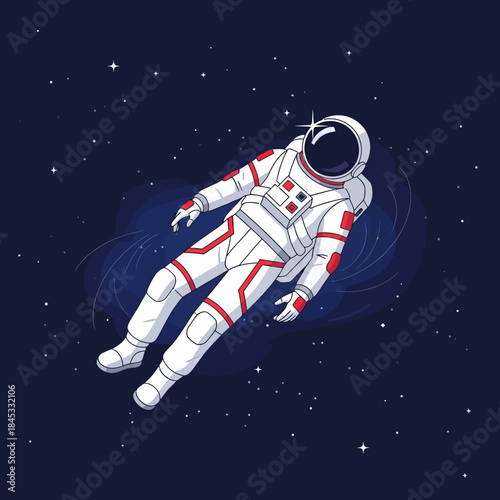 Drawn astronaut in cosmos, navigating galaxy, seeking uncharted worlds and cosmic discoveries