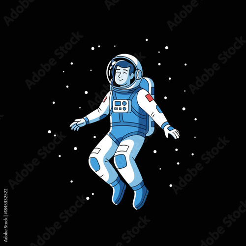 Cartoon astronaut floating peacefully amidst a starlit backdrop creates a sense of wonderment and