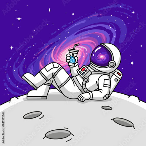 Astronaut's intergalactic chill session a whimsical illustration of cosmic relaxation