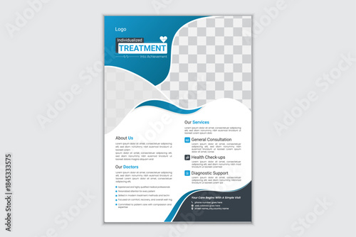 Modern Medical Healthcare Flyer Design Template, Healthcare Clinic Promotion Flyer ,Clean Blue Medical Clinic Advertising Flyer