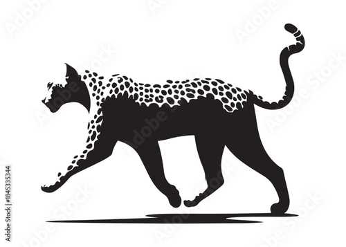 leopard logo silhouette vector design, panther logo silhouette illustration, leopard silhouette logo vector animals, big cat silhouette cheetah wild animal logo silhouettes vector on white background