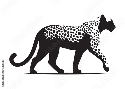leopard logo silhouette vector design, panther logo silhouette illustration, leopard silhouette logo vector animals, big cat silhouette cheetah wild animal logo silhouettes vector on white background