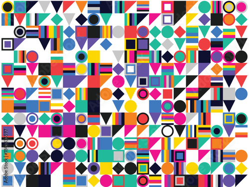 Vibrant geometric pattern collage