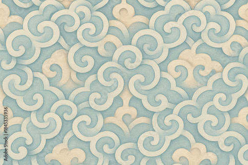Himalayan Cloud-Knot Motif — Misty Curved Mosaic