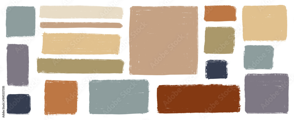 Fototapeta premium Set of hand drawn organic textured square and rectangle shapes