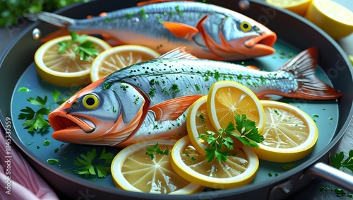 Wallpaper Mural fresh fish with lemon Torontodigital.ca