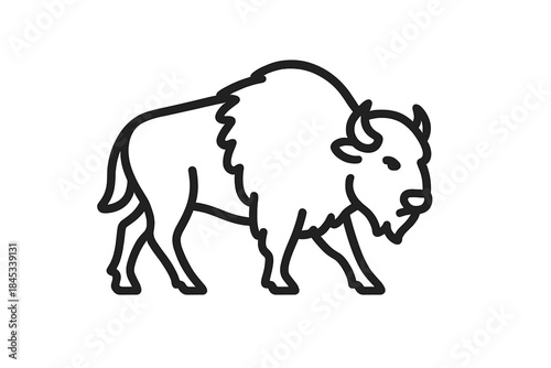 American bison walking in side profile simple outline graphic symbol