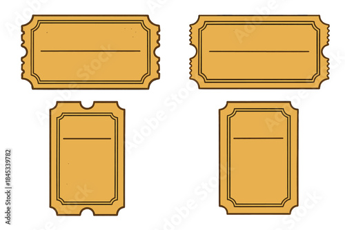 Set of four vintage blank ticket or coupon templates with aged paper texture